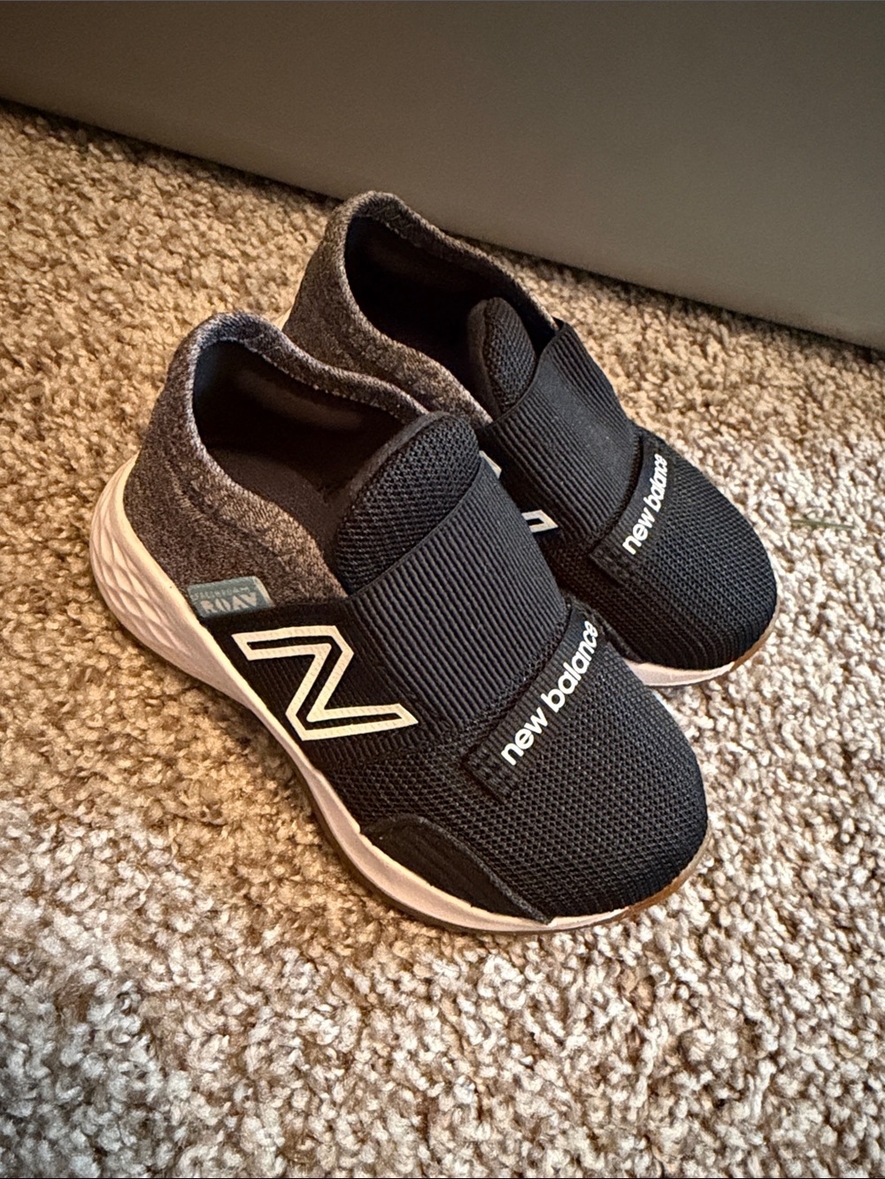 New Balance Kids Black and Gray Slip-On Sneakers